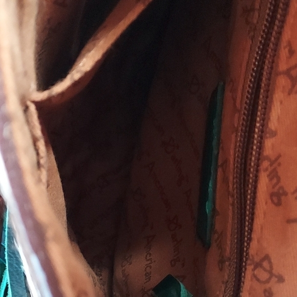 Hand Crafted Brown and Green Fringed Crossbody Bag - Picture 9 of 9